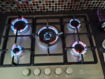 Piano cottura incasso 5 fuochi in acciaio inox