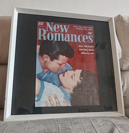 Quadro vintage "New  Romances" con cornice. 