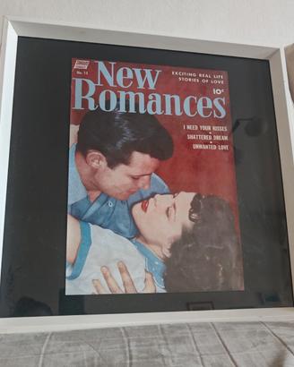 Quadro vintage "New  Romances" con cornice. 