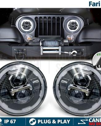 FARI Full LED Per JEEP CJ Angel Eyes OMOLOGATI