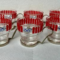 Tazzine Caffè Olimpiadi anni 80 Vintage Vetro.