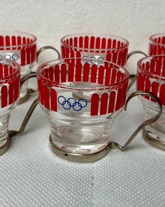 Tazzine Caffè Olimpiadi anni 80 Vintage Vetro.