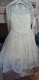 Vestito Comunione Bianco Pizzo Perline