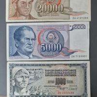 3 banconote ex Yugoslavia 