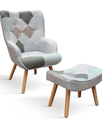 Nuova poltroncina in tessuto con poggiapiedi