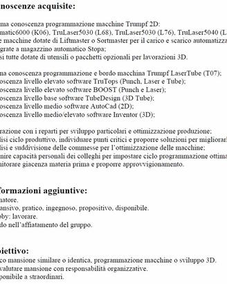 Programmatore laser 2D, ufficio tecnico