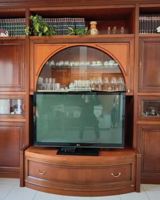 Mobile soggiorno in legno massello con vetrina