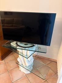 Porta tv a tre piani pietra e vetri originali