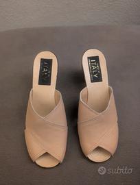 Ciabatte Zatteroni Pelle Beige Made in Italy