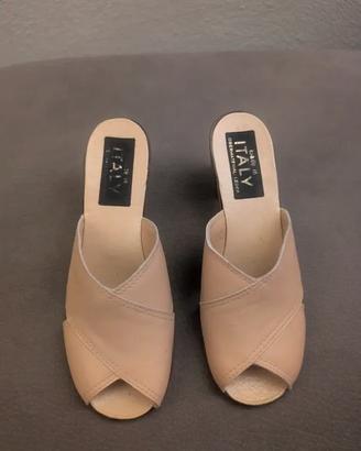 Ciabatte Zatteroni Pelle Beige Made in Italy