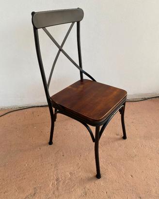 Sedie Design Industriale Vintage Metallo e Legno