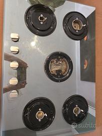 Piano cottura gas Hot point Ariston vetro 5 fuochi