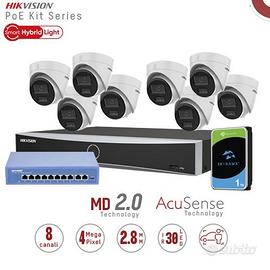 IP PoE KIT con 8 telecamere da 4Mpx e microfono