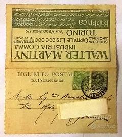 Regno 1921 Biglietto Postale intero 15 c