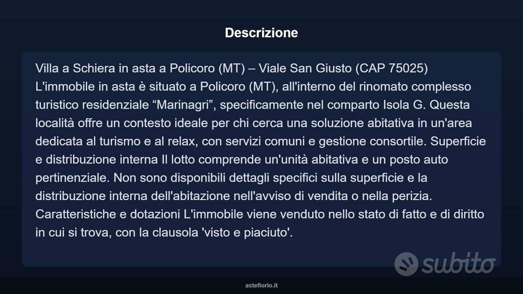 Casa – Policoro, Villaggio Marinagri - Vista 3