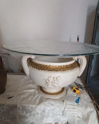Tavolo da salotto con piano in cristallo