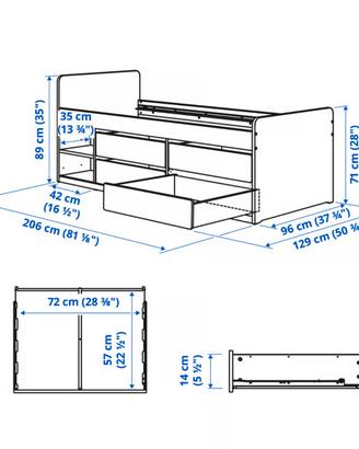 Letto singolo con cassetti Ikea