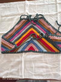 top multicolore uncinetto 