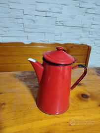 Caffettiera teiera vintage smaltata rossa