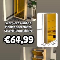 Scarpiera con 4 Ante a Specchio Ribaltabili