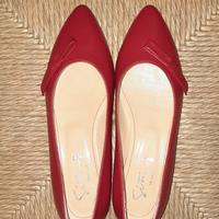 Scarpe ballerine n.37 rosse, vitello e cuoio nuove