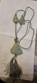 collana con ciondoli in giada verde