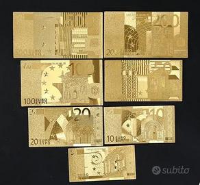 7 PEZZI BANCONOTE EU LAMINATI ORO