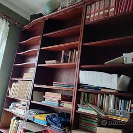 Libreria artigianale classica angolare in mogano 