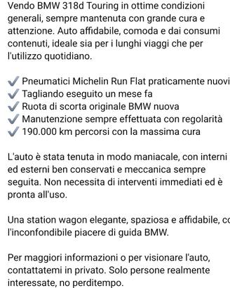 BMW 318d  2016   km 193 000