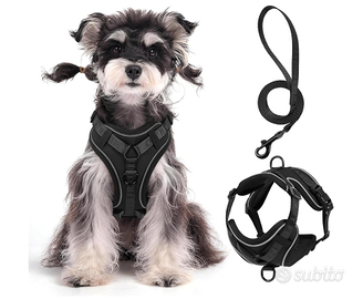 Pettorina Antitiro Cani con Guinzaglio - Nero (Tag