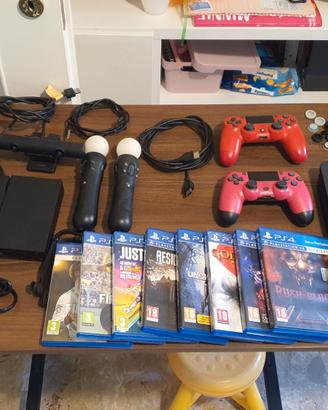 PlayStation 4 con VR, telecam.,  2 koypad e giochi