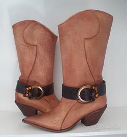 Stivale texano in pelle e cuoio tg.37