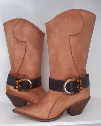 Stivale texano in pelle e cuoio tg.37