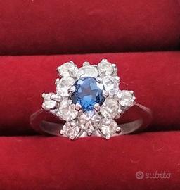 Anello d'argento con pietra semipreziosa blu