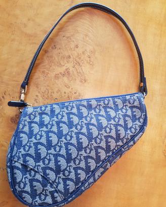 Christian Dior borsa spalla mini saddle tessuto 