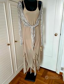 Vestito lungo beige + coprispalle