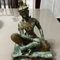 STATUA ANTICA DI MUSICISTA THAI TEPPANOM IN BRONZO