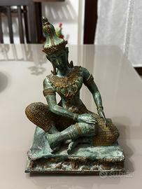 STATUA ANTICA DI MUSICISTA THAI TEPPANOM IN BRONZO