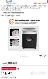 Bonsai Distruggidocumenti silenzioso per ufficio