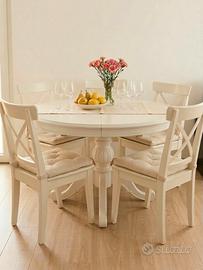 Set tavolo bianco allungabile con set 6 sedie