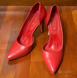 Scarpe Décolleté Alesya in Vera Pelle Rossa