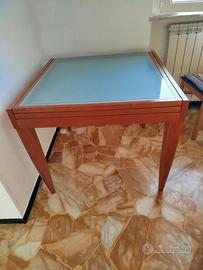 tavolo allungabile 90x90/180x90 +4 sedie ciliegio 