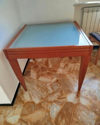 tavolo allungabile 90x90/180x90 +4 sedie ciliegio 