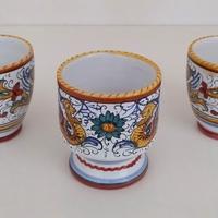 Ceramica Deruta Lotto 2 bicchieri manico 1 coppa