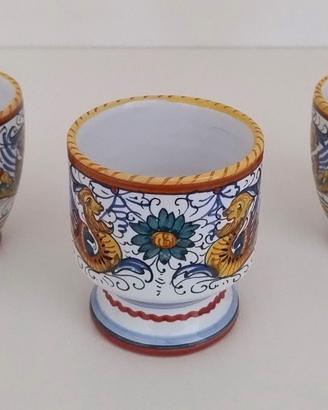 Ceramica Deruta Lotto 2 bicchieri manico 1 coppa