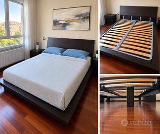 Letto matrimoniale legno wengé con rete 160x190