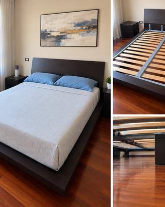 Letto matrimoniale legno wengé con rete 160x190