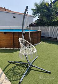 Dondolo Sospeso da giardino  con rattan bianco 