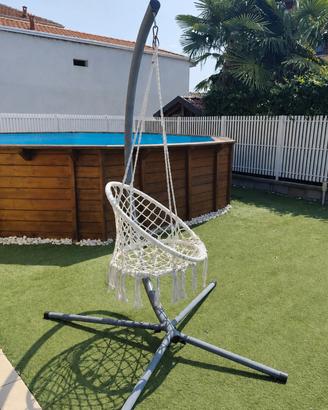 Dondolo Sospeso da giardino  con rattan bianco 