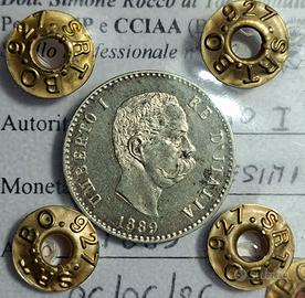 Moneta 50 centesimi 1889, Umberto I,  FDC, gioiell
